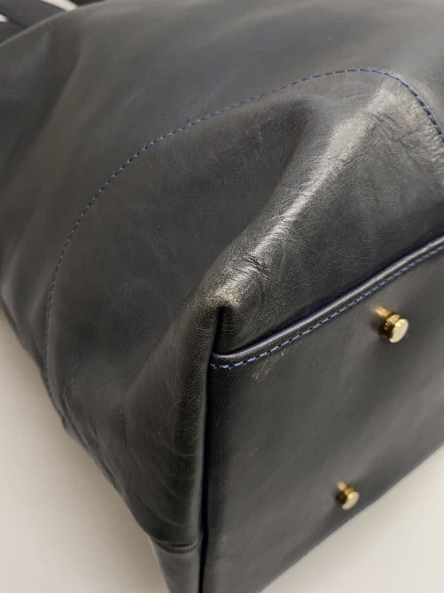 aniary2-Way Tote Bag Leather NVY Small With Scratches 7