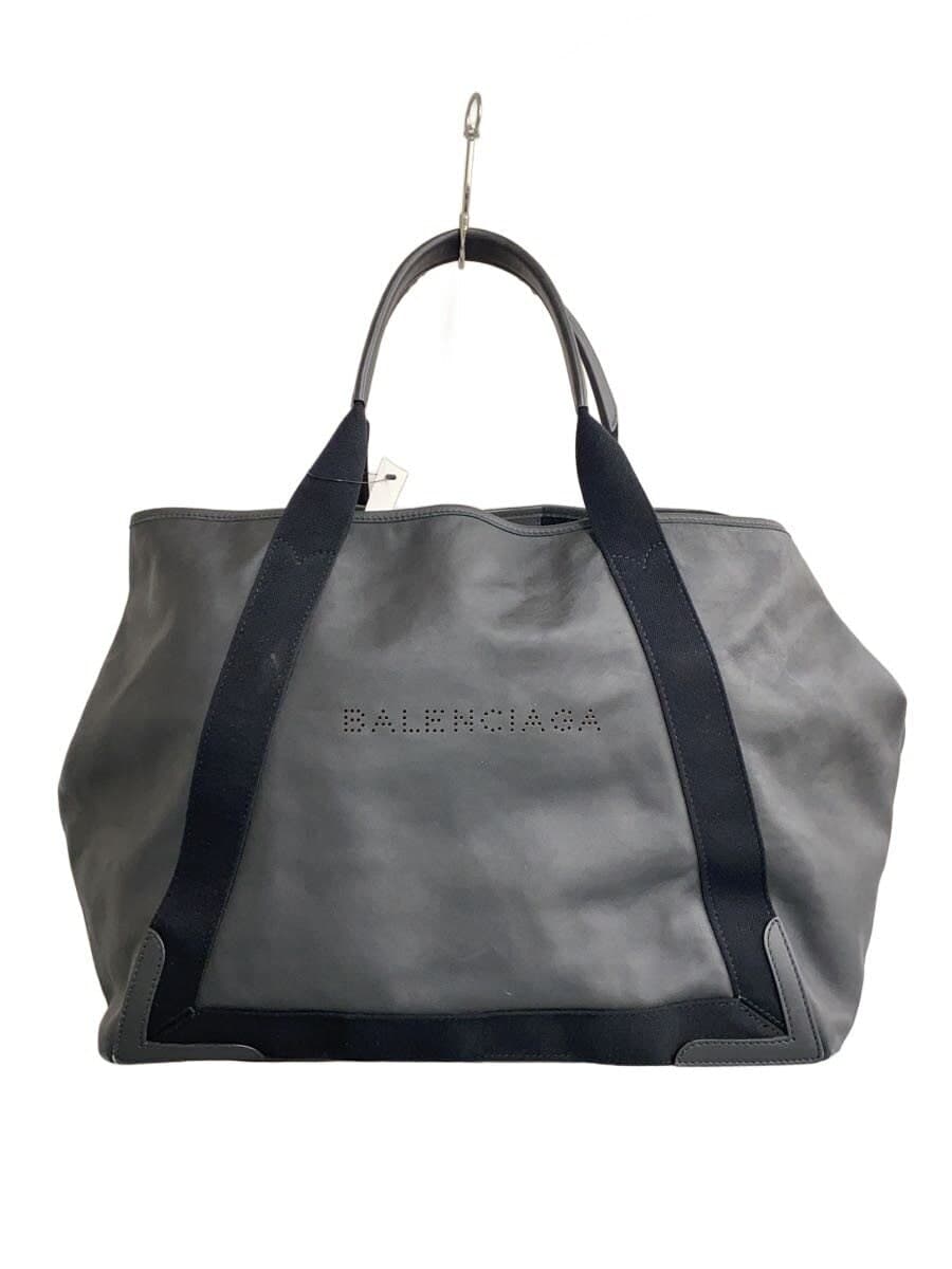 BALENCIAGA Navy Cabas M Leather Tote Bag (Pouch Missing) BLK 339936