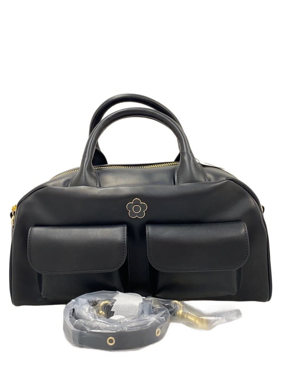 MARY QUANT Flap Pocket Daisy 2-way Tote Handbag -- BLK