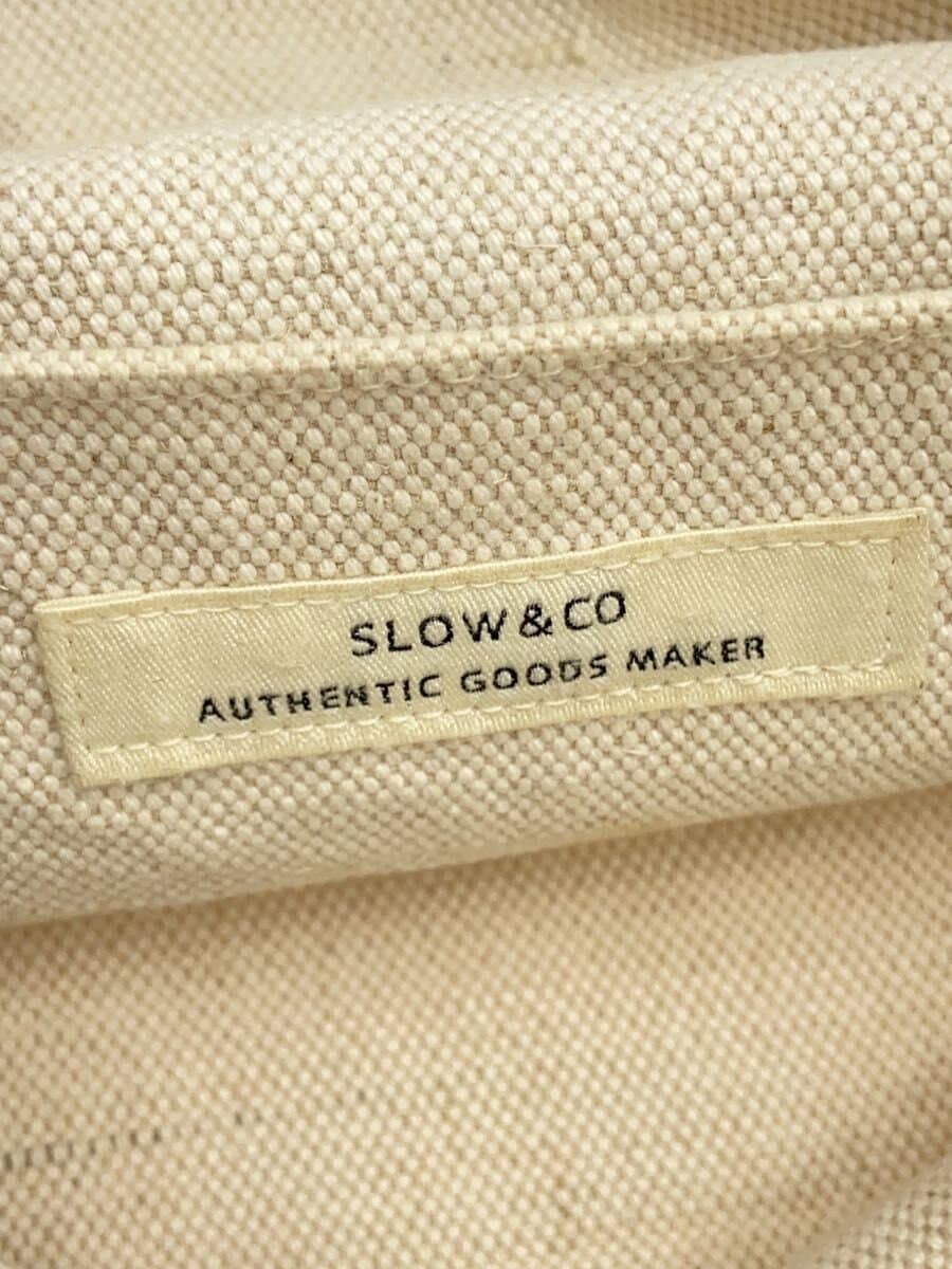 SLOW&CO Shoulder Bag Cotton WHT Overall With Stain 5