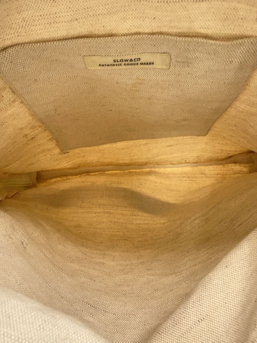 SLOW&CO Shoulder Bag Cotton WHT Overall With Stain 6