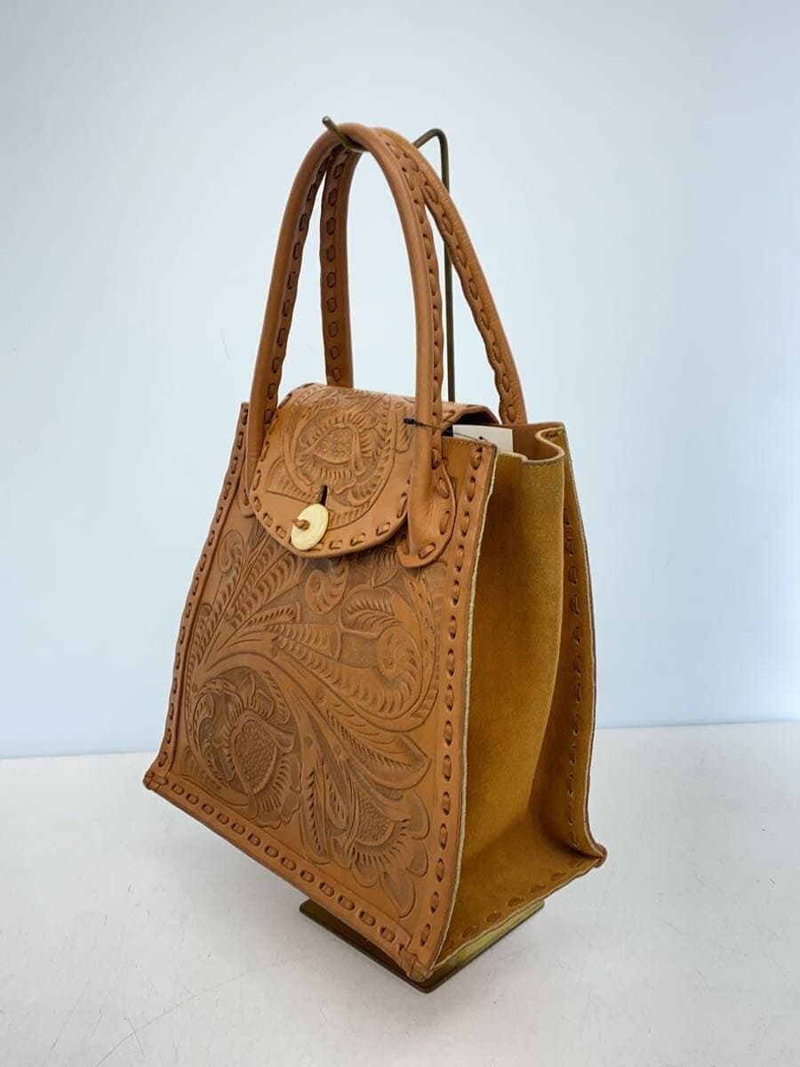 Carving Tribes Tote Bag Leather BRW All-over Pattern 2