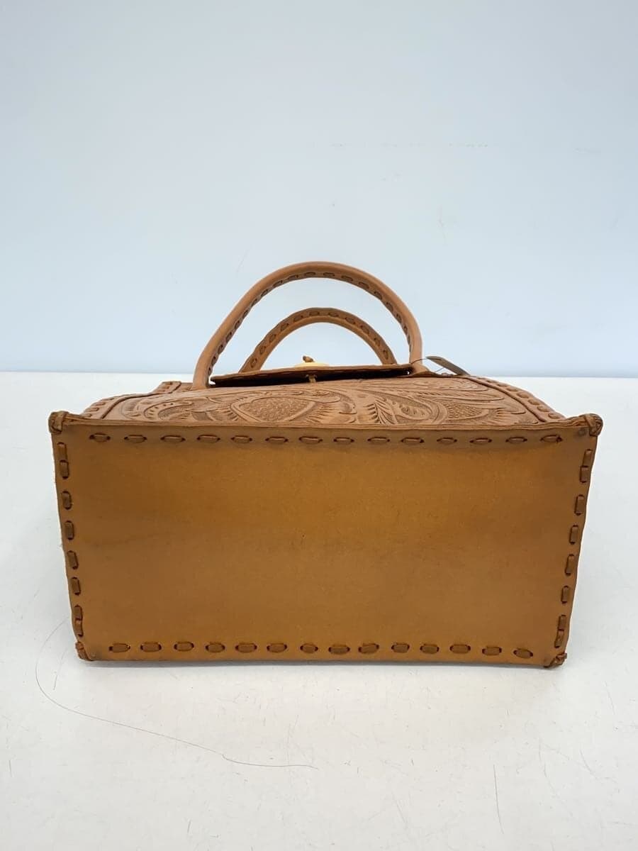 Carving Tribes Tote Bag Leather BRW All-over Pattern 4
