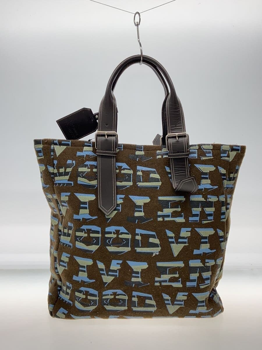 Vivienne Westwood Tote Bag Handle Wrinkle KHK All Over Pattern 3