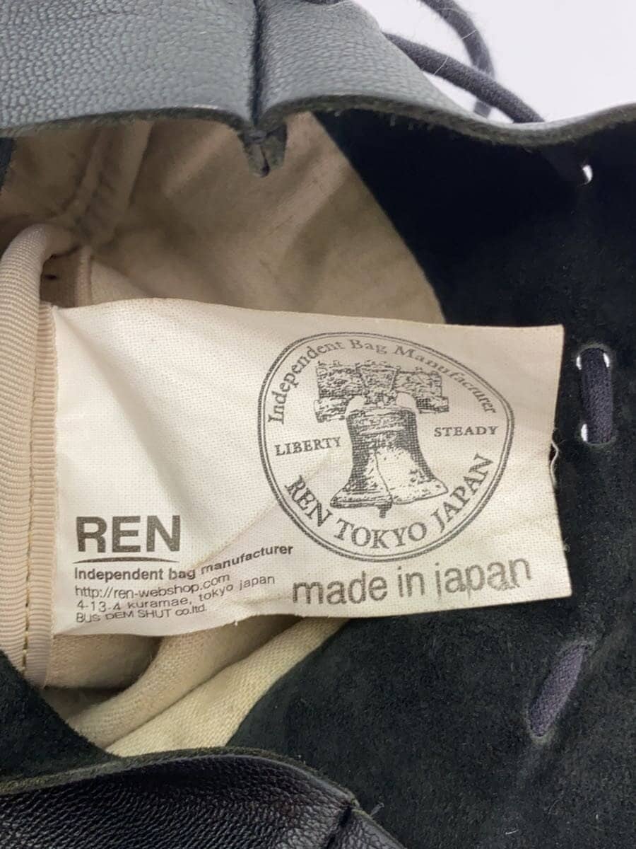 REN Drawstring Bag Corner Scuff Cowhide BLK 5