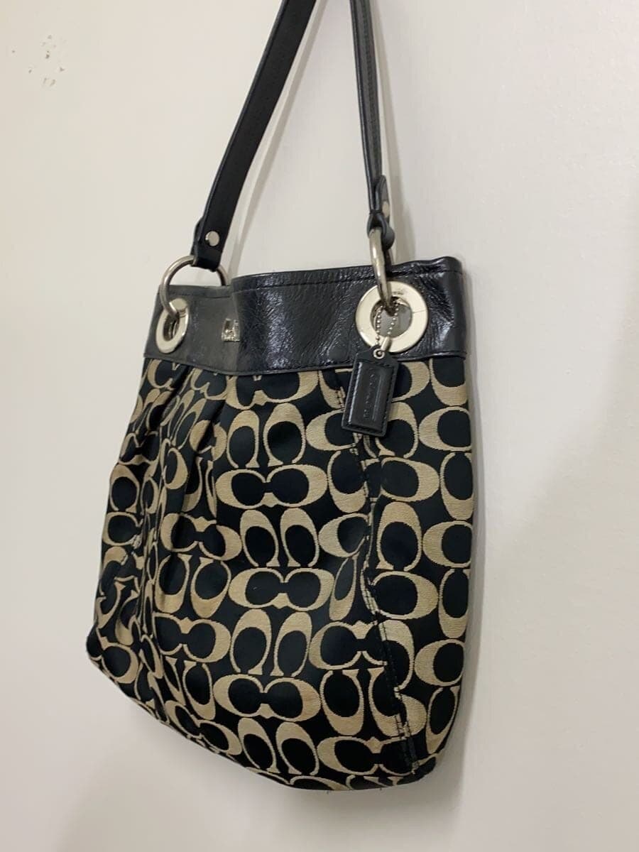 COACH Shoulder Bag_Signature Leather BLK All Over Pattern 2
