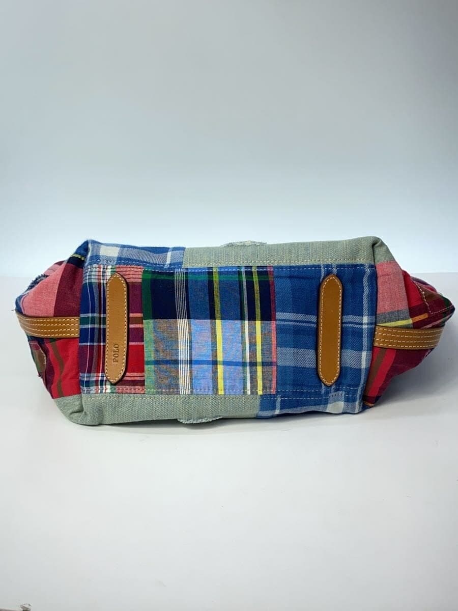 POLO RALPH LAUREN Tote Bag Patchwork Cotton Multicolor All Over Pattern 4