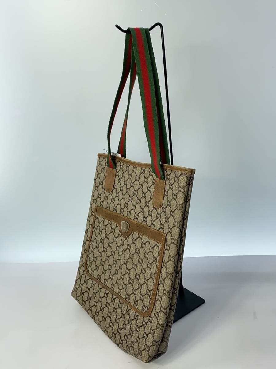 GUCCI PLUS Tote Bag 70-80s OLD GUCCI Sherry Line Canvas KHK All-over Pattern 2