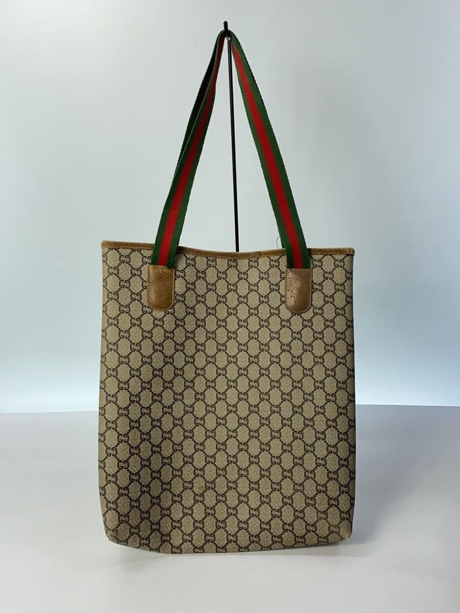 GUCCI PLUS Tote Bag 70-80s OLD GUCCI Sherry Line Canvas KHK All-over Pattern 3