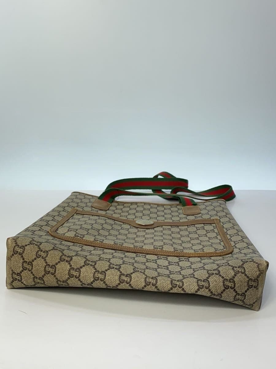 GUCCI PLUS Tote Bag 70-80s OLD GUCCI Sherry Line Canvas KHK All-over Pattern 4
