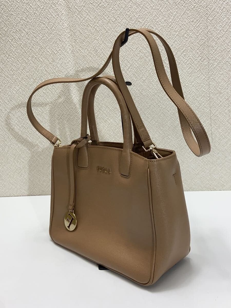 FURLA Shoulder Bag Leather BEG Solid 2