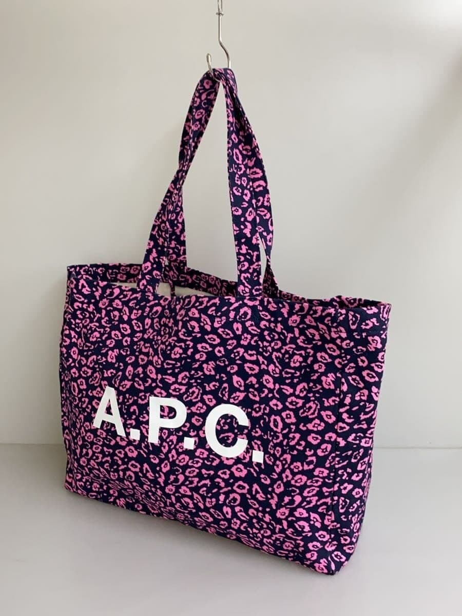 A.P.C. Tote Bag Canvas NVY All-over Pattern 2