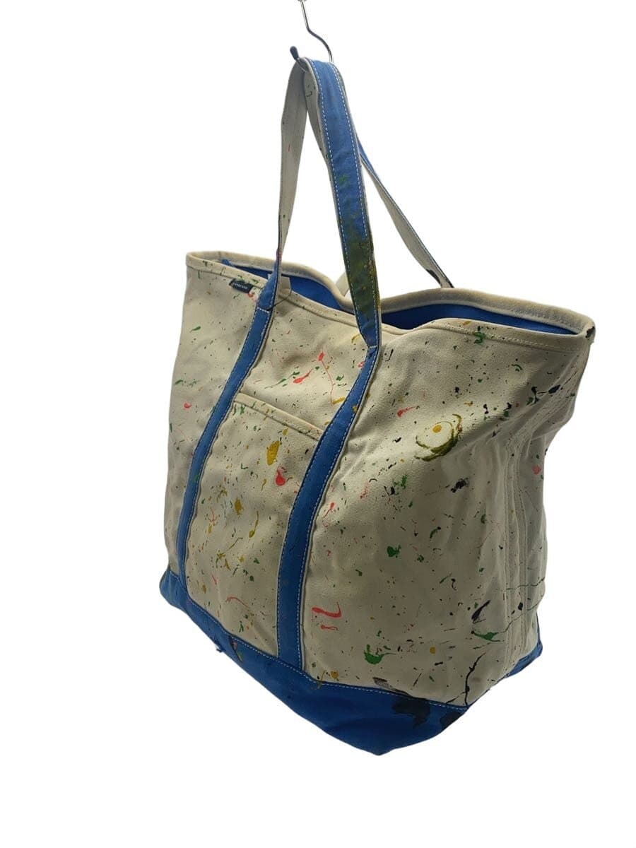 LANDS END Paint Splash Canvas Tote Tote Bag Canvas WHT 2