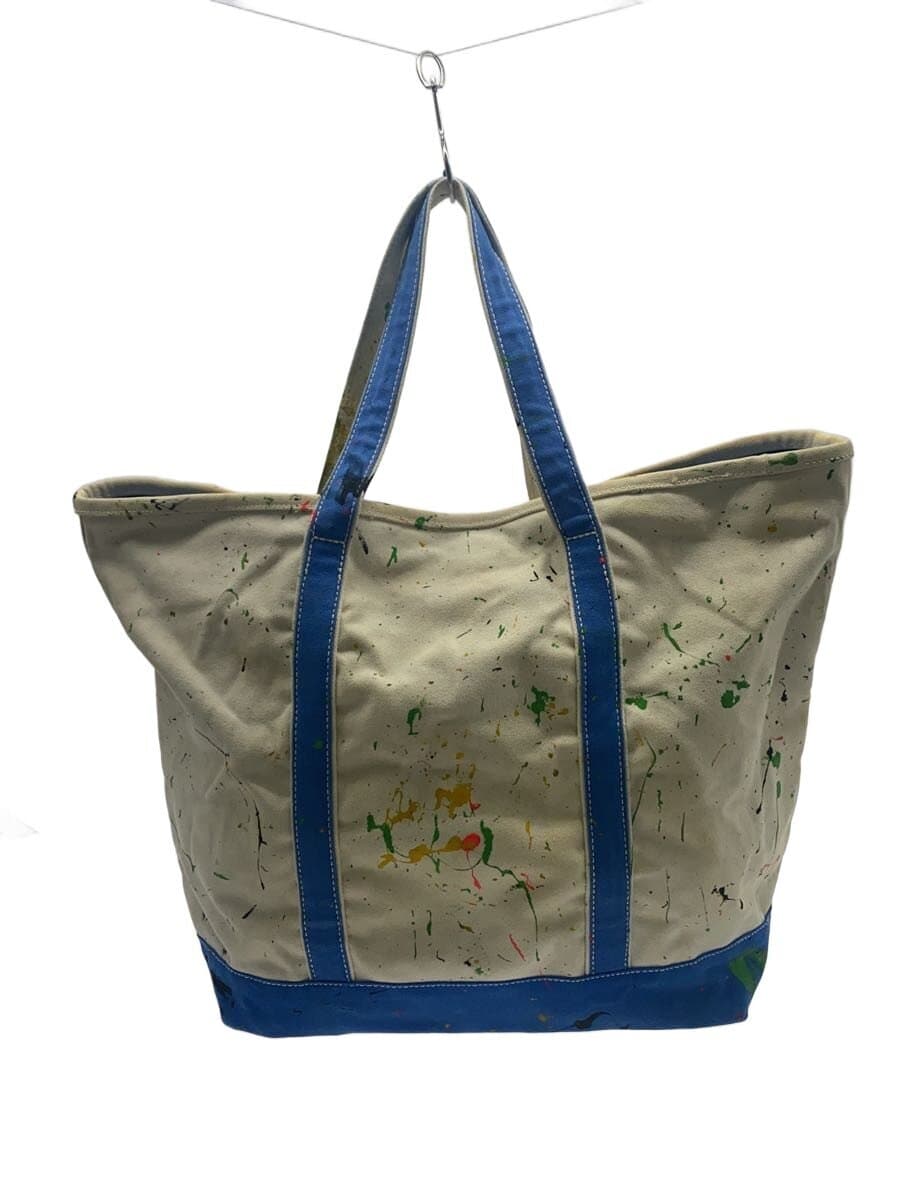 LANDS END Paint Splash Canvas Tote Tote Bag Canvas WHT 3
