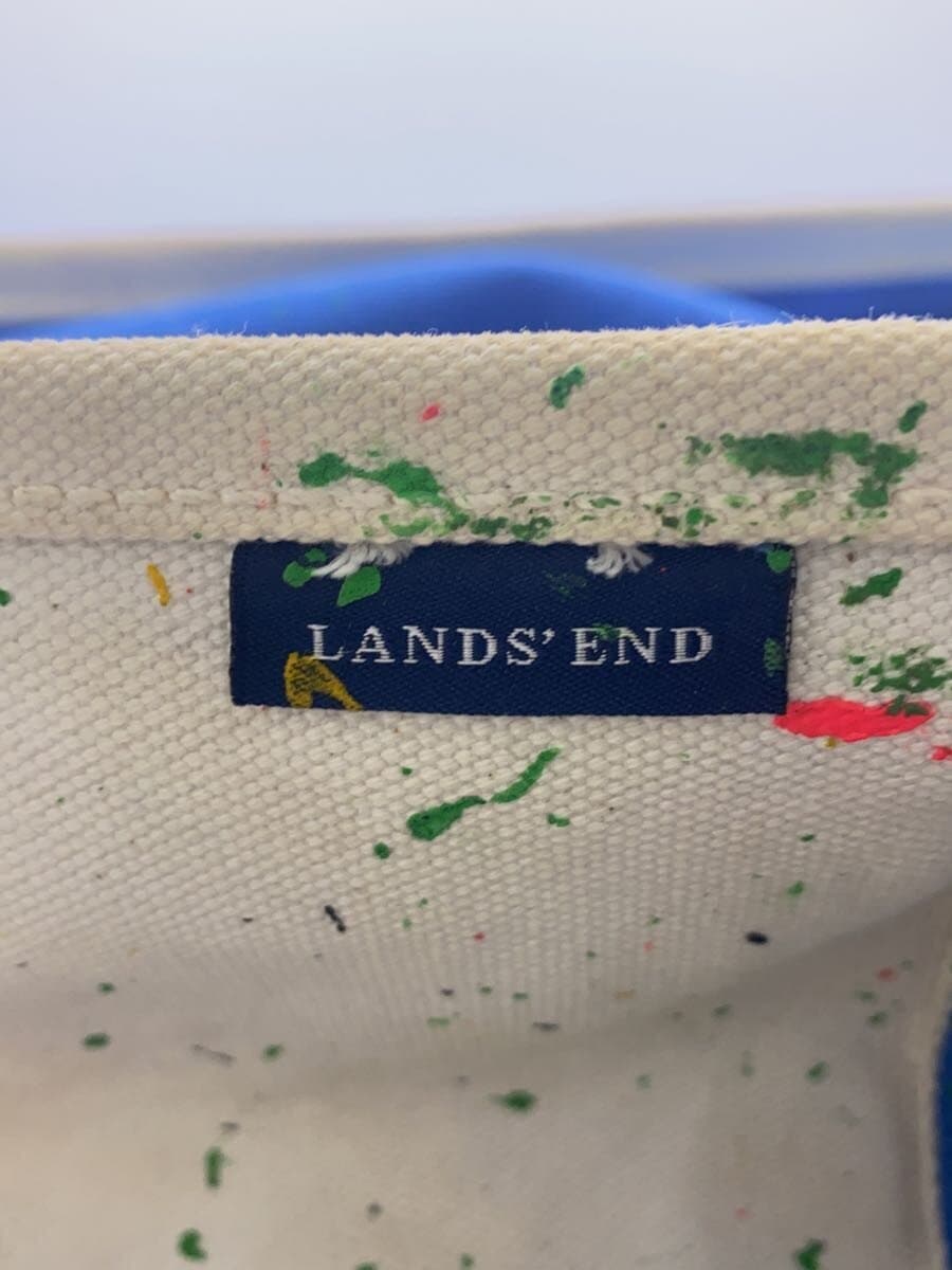 LANDS END Paint Splash Canvas Tote Tote Bag Canvas WHT 5