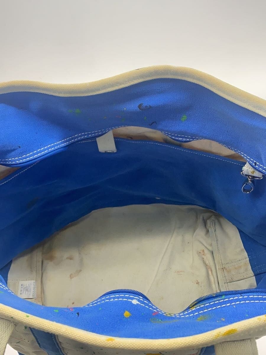 LANDS END Paint Splash Canvas Tote Tote Bag Canvas WHT 6