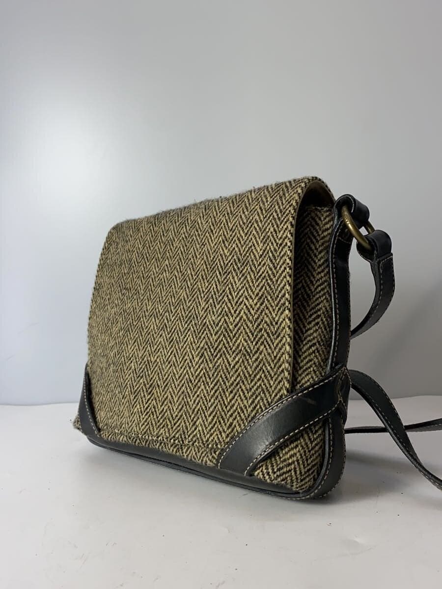 RALPH LAUREN Tweed × Leather Shoulder Bag Wool Herringbone Flap Messenger Bag 2