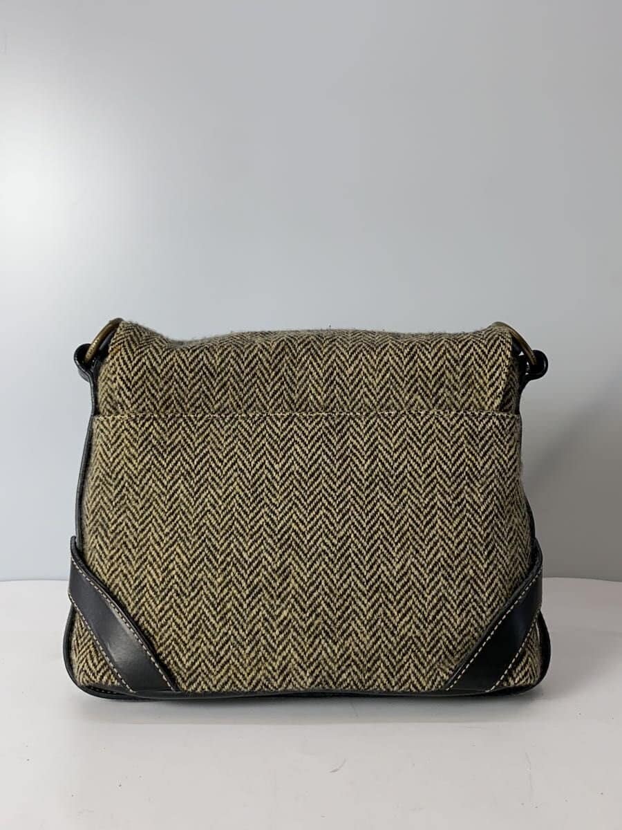 RALPH LAUREN Tweed × Leather Shoulder Bag Wool Herringbone Flap Messenger Bag 3