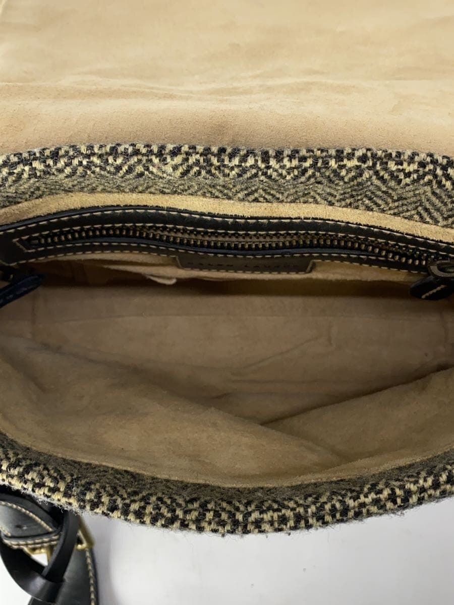 RALPH LAUREN Tweed × Leather Shoulder Bag Wool Herringbone Flap Messenger Bag 6