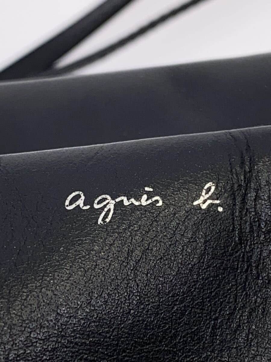 agnes b. Shoulder Bag Leather BLK FS43-02 5