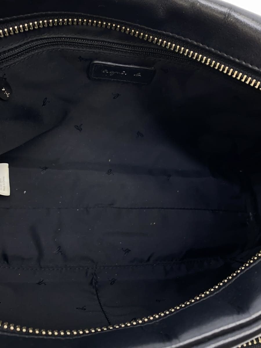 agnes b. Shoulder Bag Leather BLK FS43-02 6