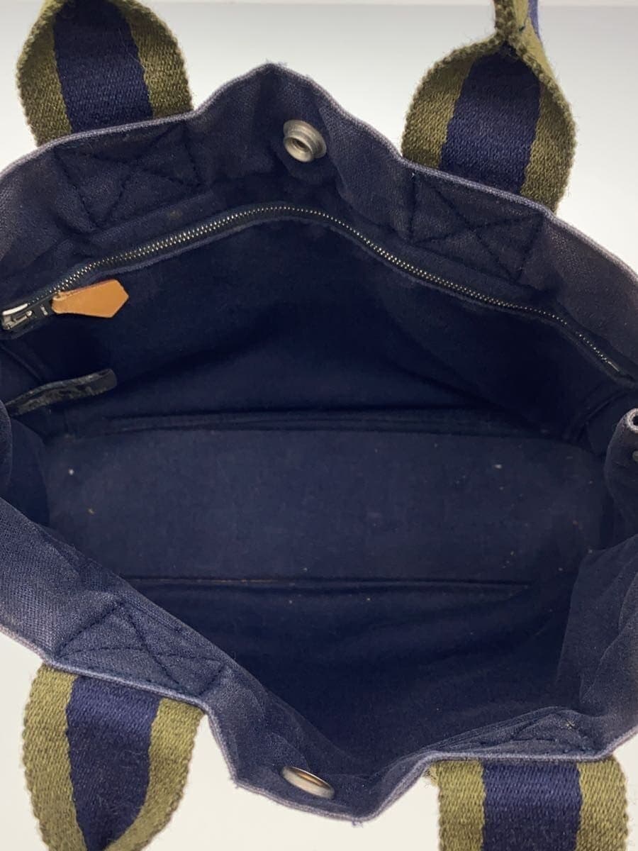 HERMES Handbag Canvas NVY Solid 6