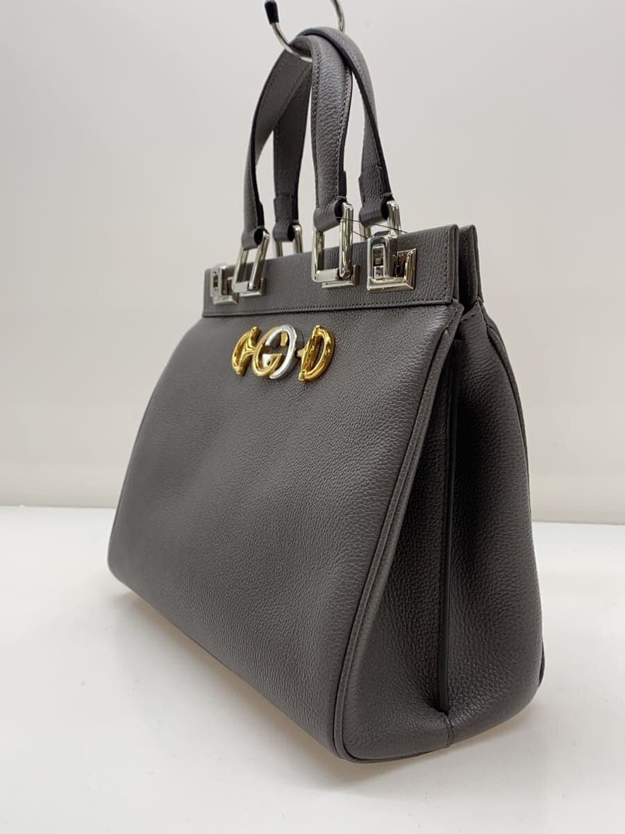 GUCCI Small Top Handle Bag Zumi Leather GRY 569712 1B90X 1275 2