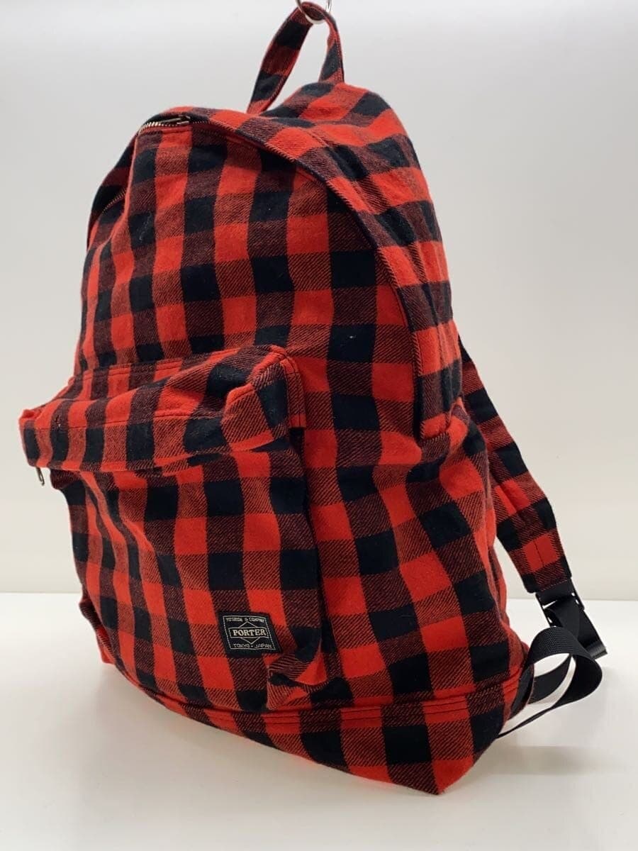 PORTER backpack Cotton RED Check 2