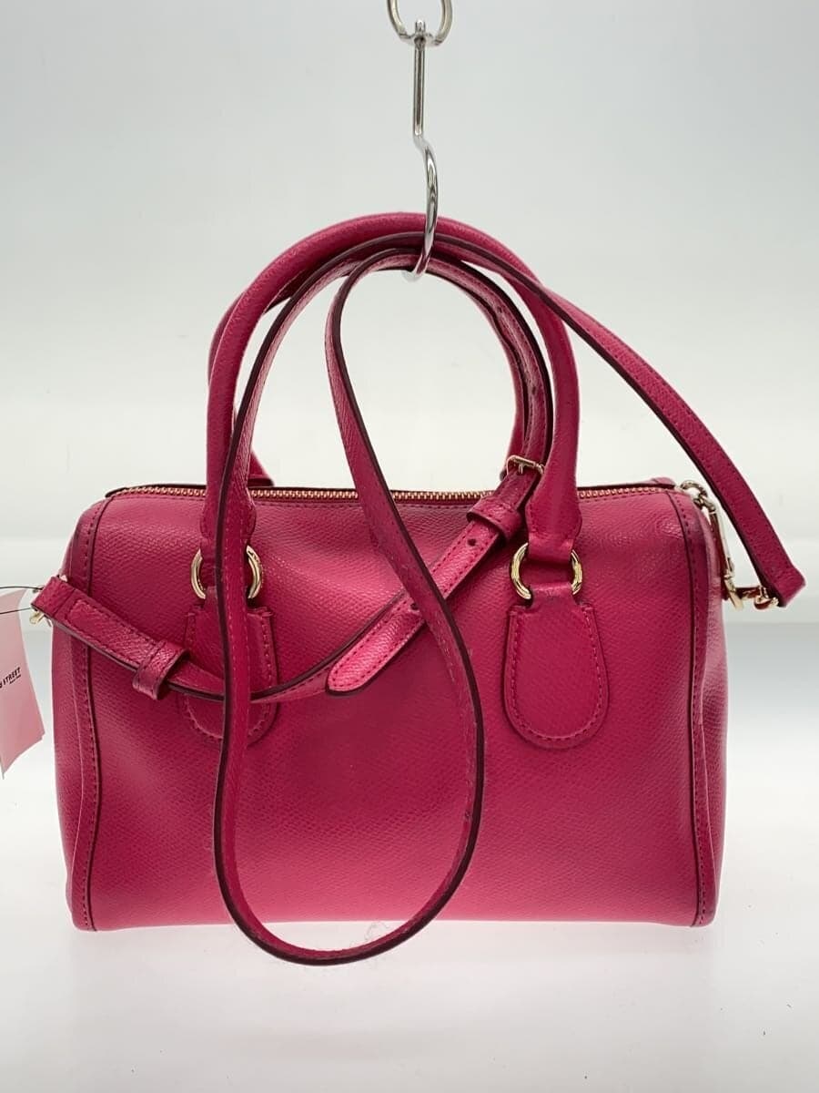 COACH Shoulder Bag Leather Pink 3