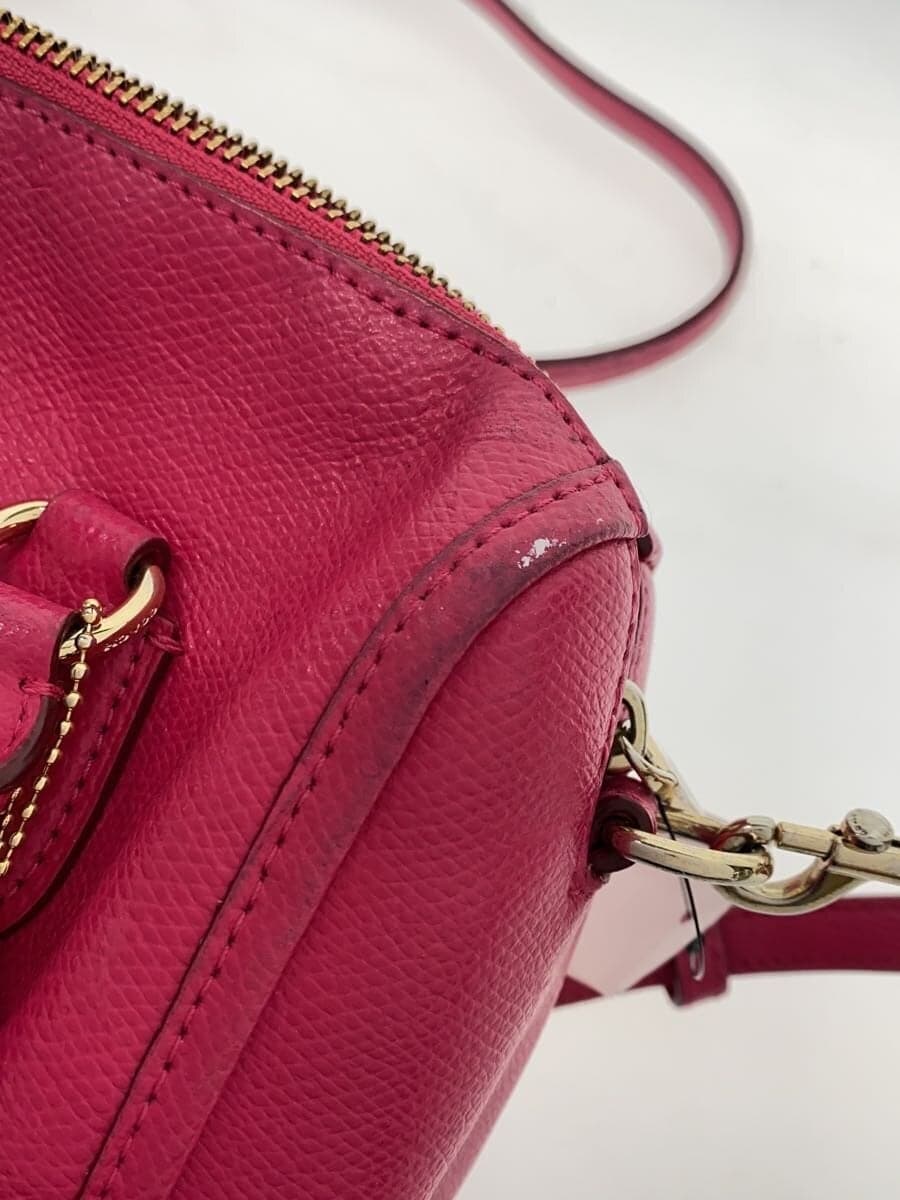 COACH Shoulder Bag Leather Pink 9