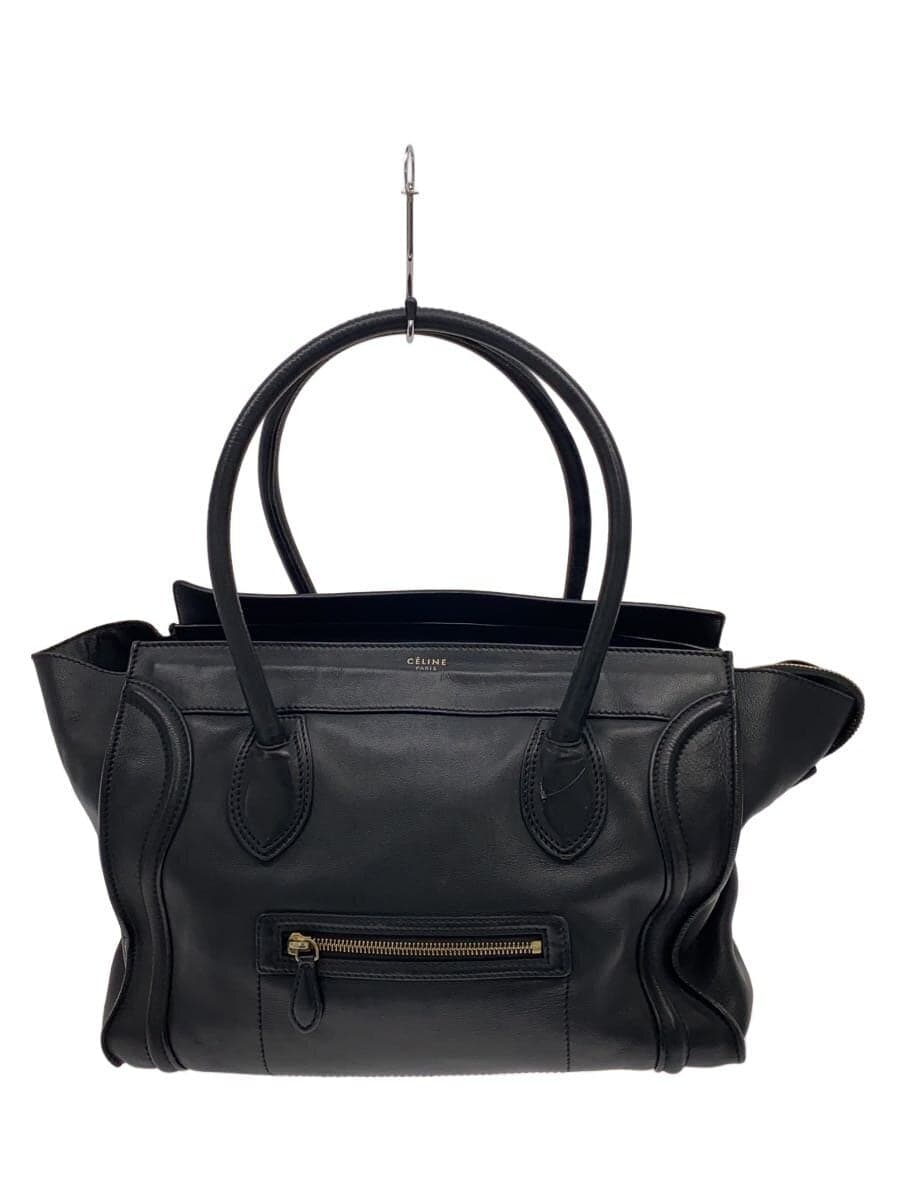 CELINE Luggage Medium Shopper Tote Bag Leather BLK