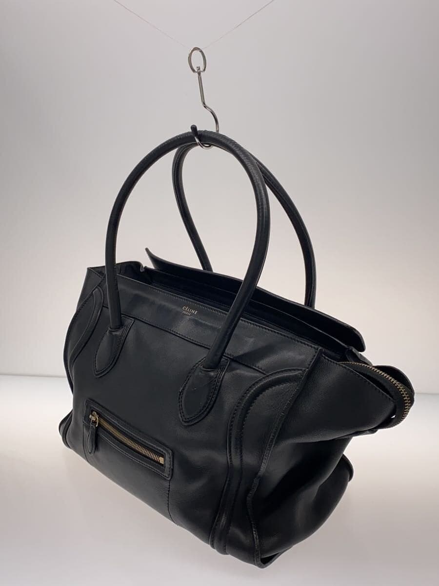 CELINE Luggage Medium Shopper Tote Bag Leather BLK 2