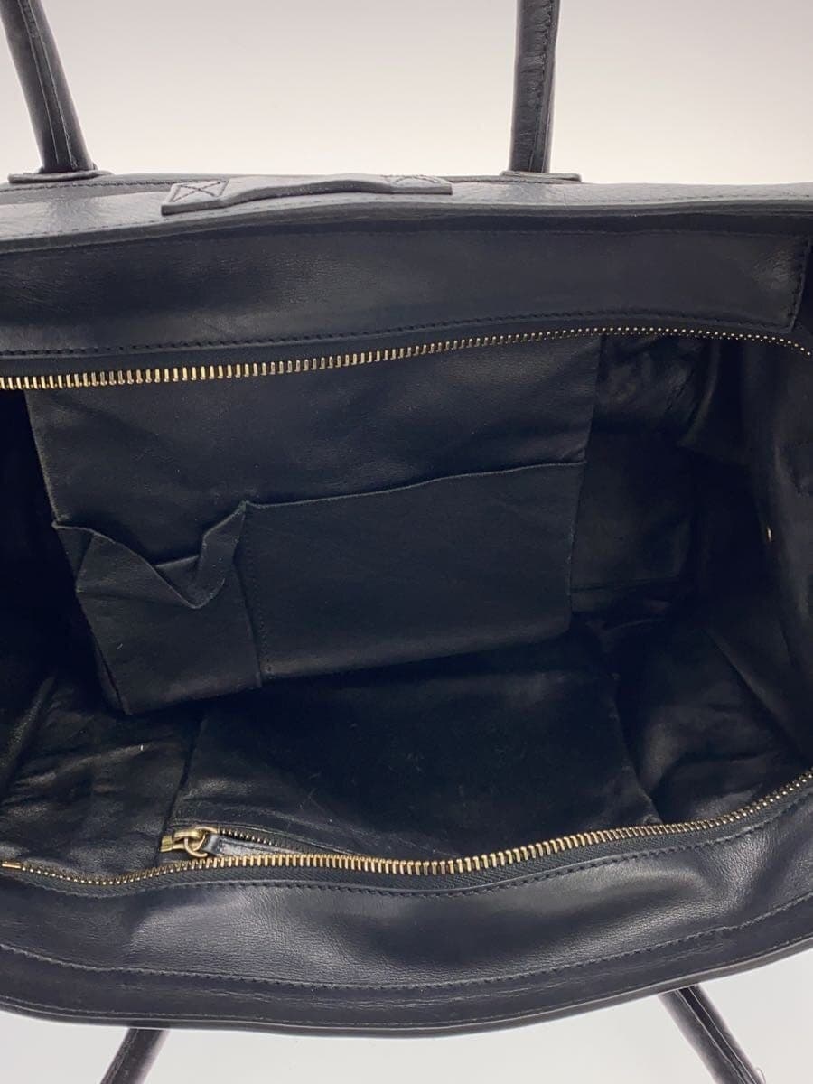 CELINE Luggage Medium Shopper Tote Bag Leather BLK 6
