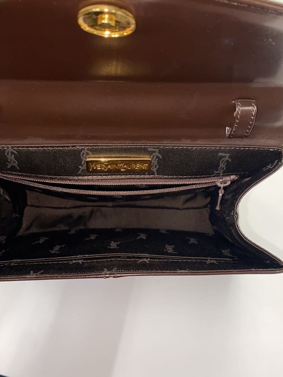 YVES SAINT LAURENT Handbag Leather BRW Solid 6