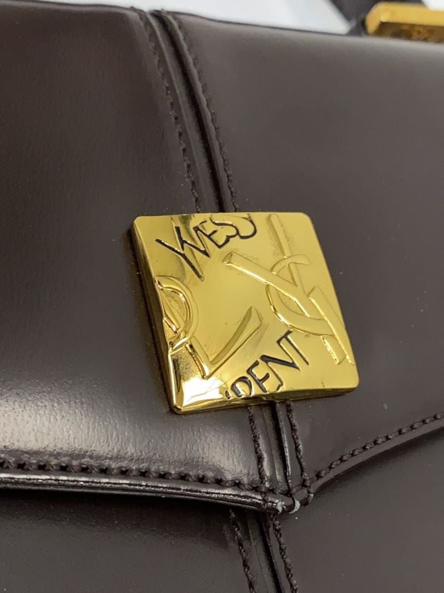 YVES SAINT LAURENT Handbag Leather BRW Solid 7