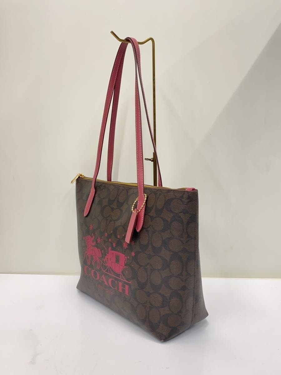 COACH Tote Bag Leather BRW All Over Pattern CN626 2