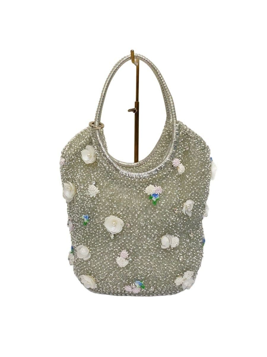 ANTEPRIMA Flower Motif Handbag PVC Silver