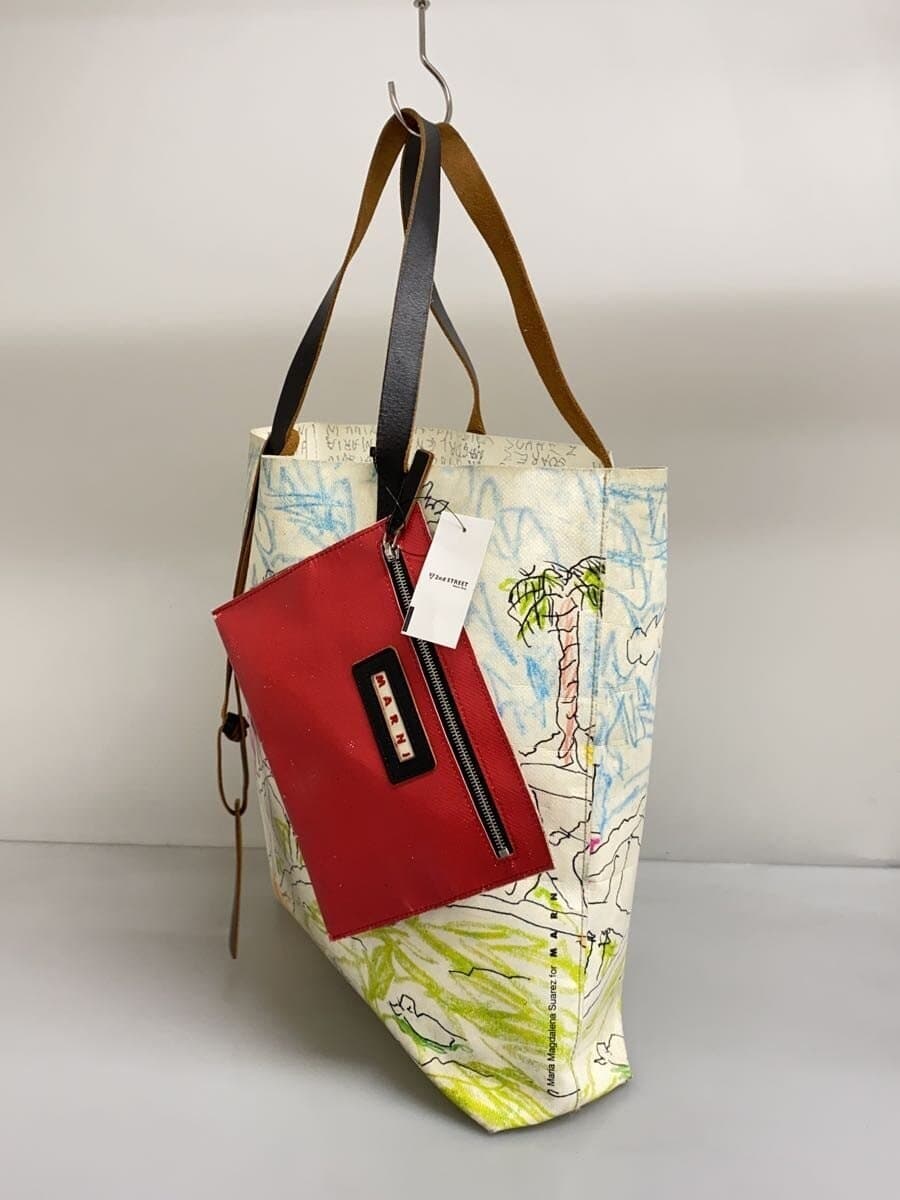 MARNI Pouch Metal Tote Bag PVC WHT All Over Pattern 2