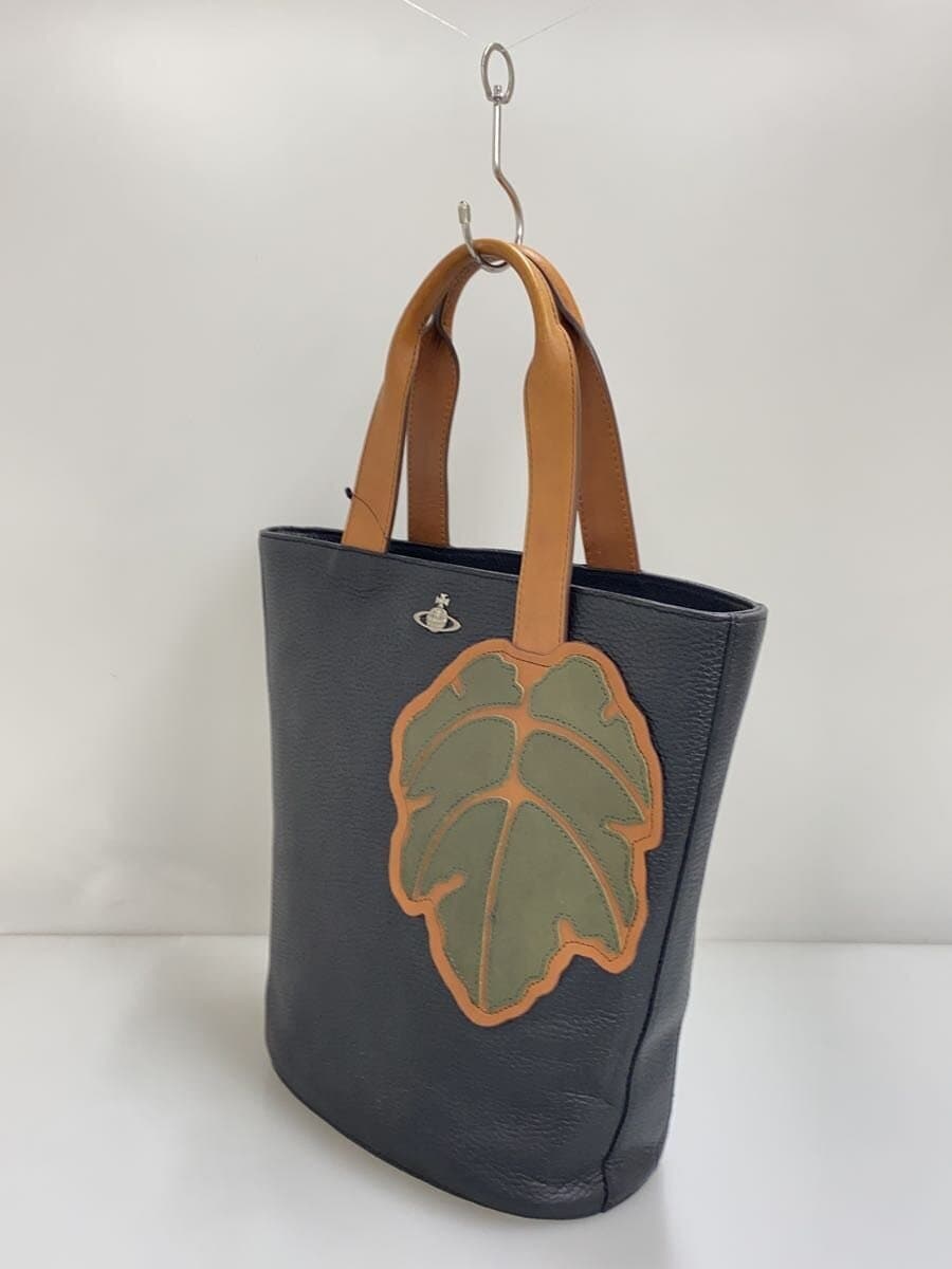 Vivienne Westwood Leaf Orb Tote Bag Leather Black 2