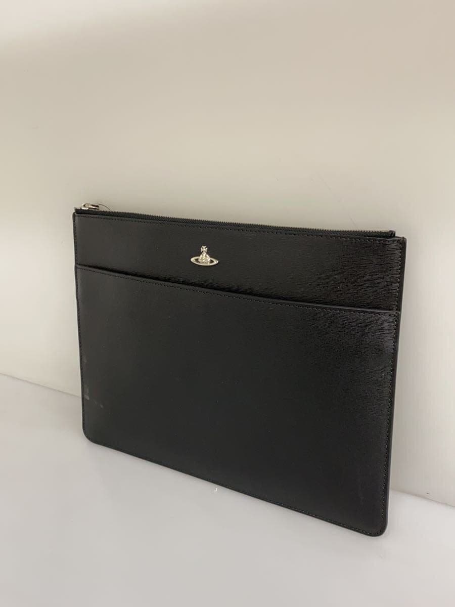 Vivienne Westwood clutch bag leather black plain 2