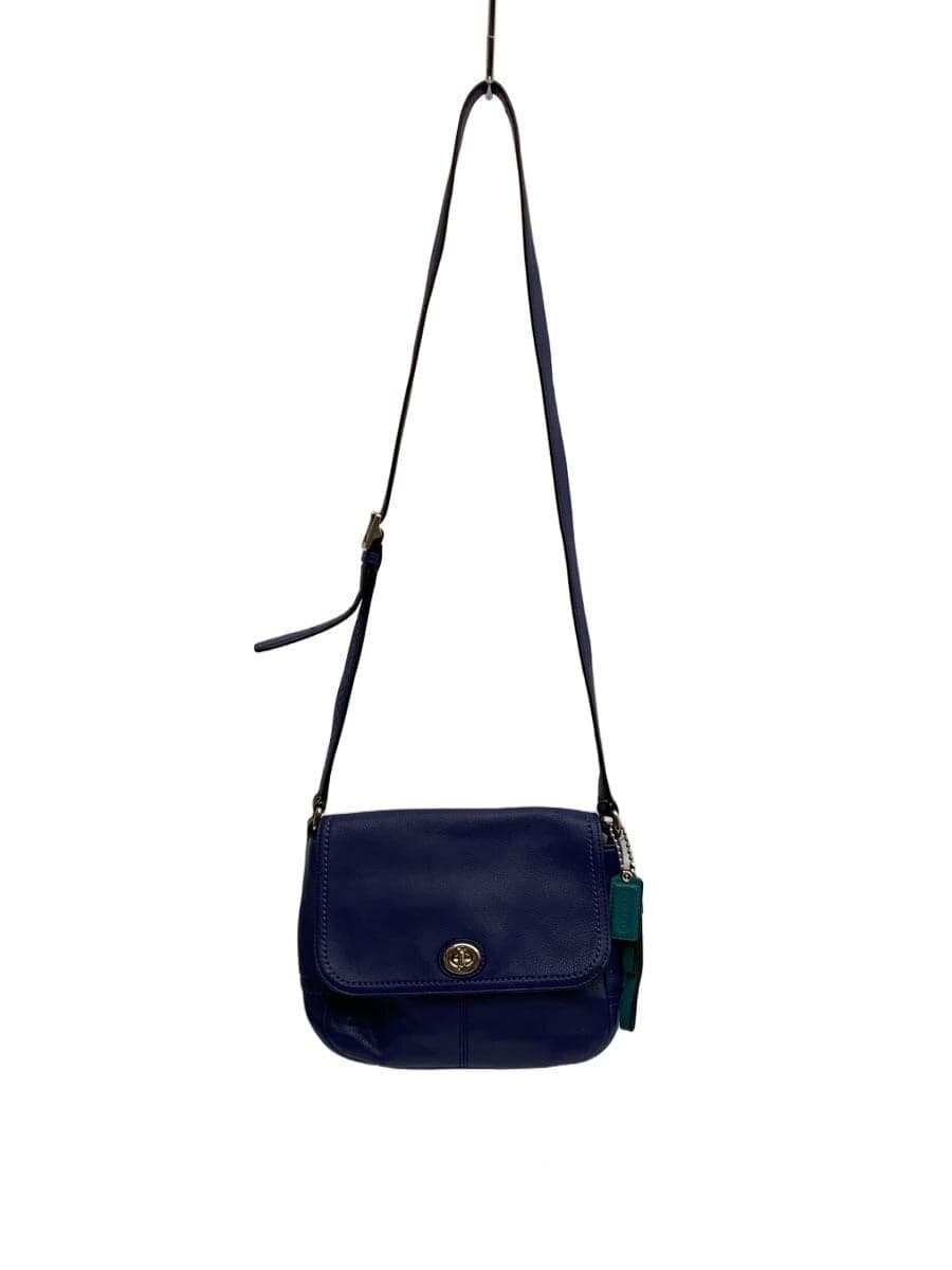 COACH Shoulder Bag Leather BLU
