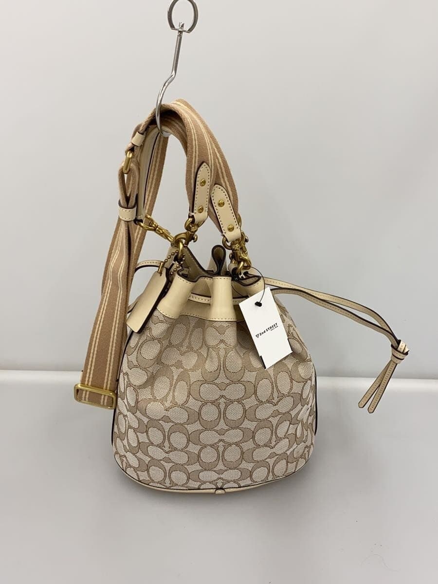 COACH Field Bucket Bag Canvas BEG C3853 3