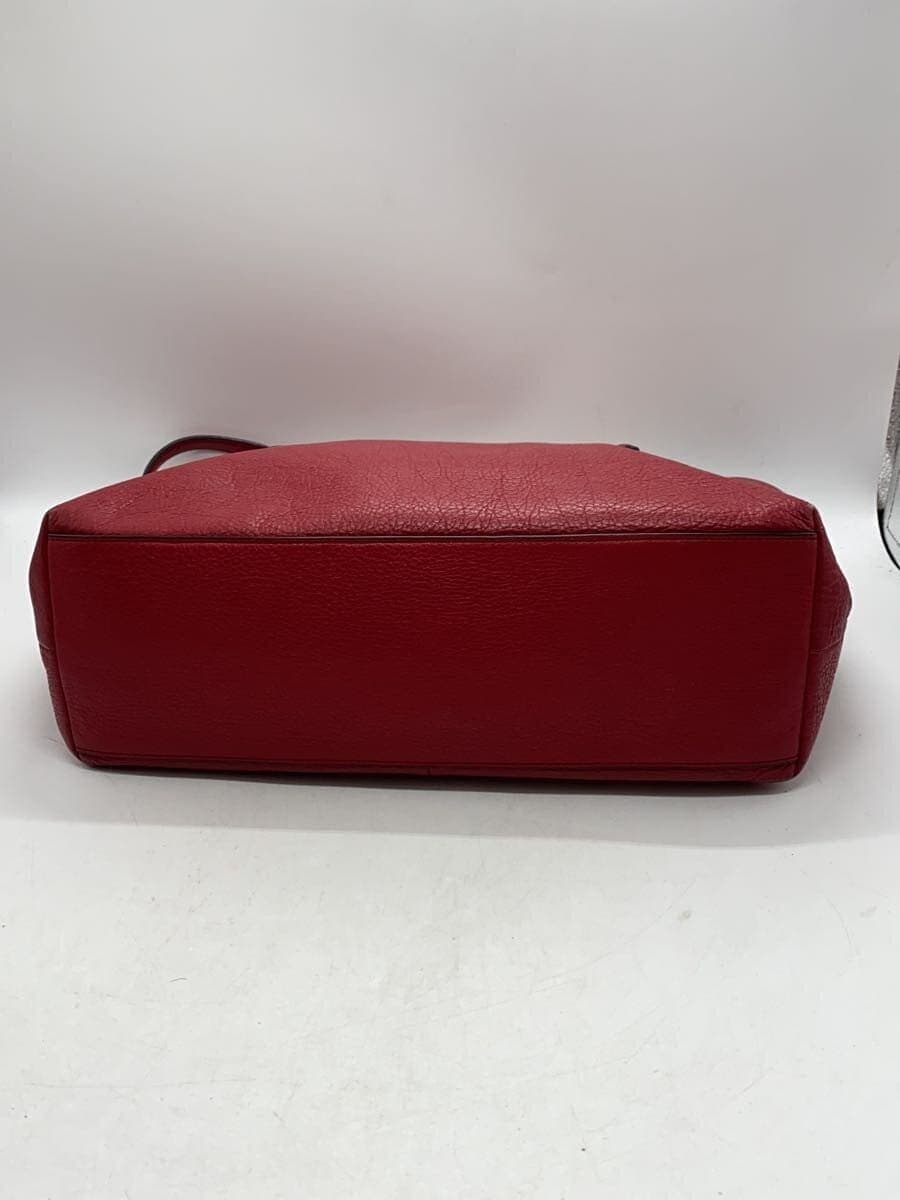 COACH Tote Bag Leather Red Solid Color 4