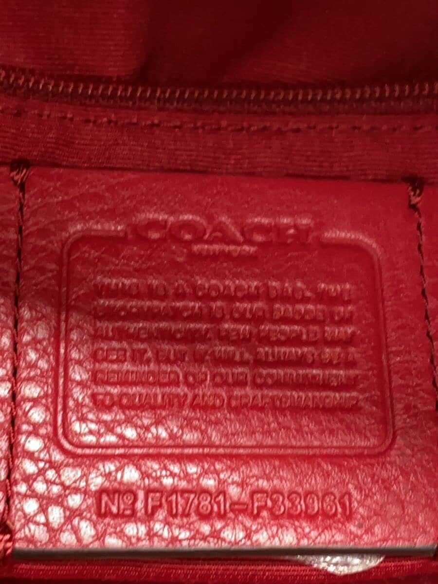 COACH Tote Bag Leather Red Solid Color 5