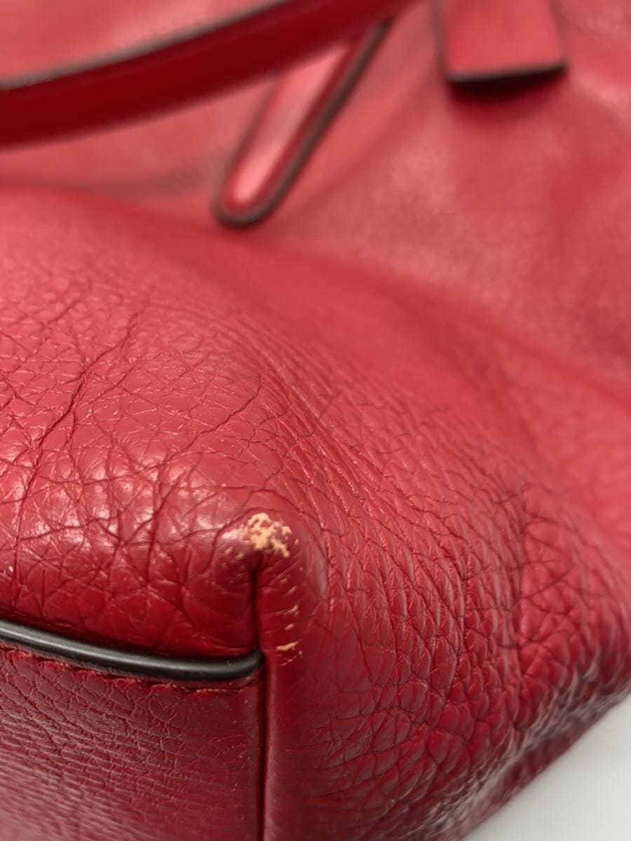 COACH Tote Bag Leather Red Solid Color 7