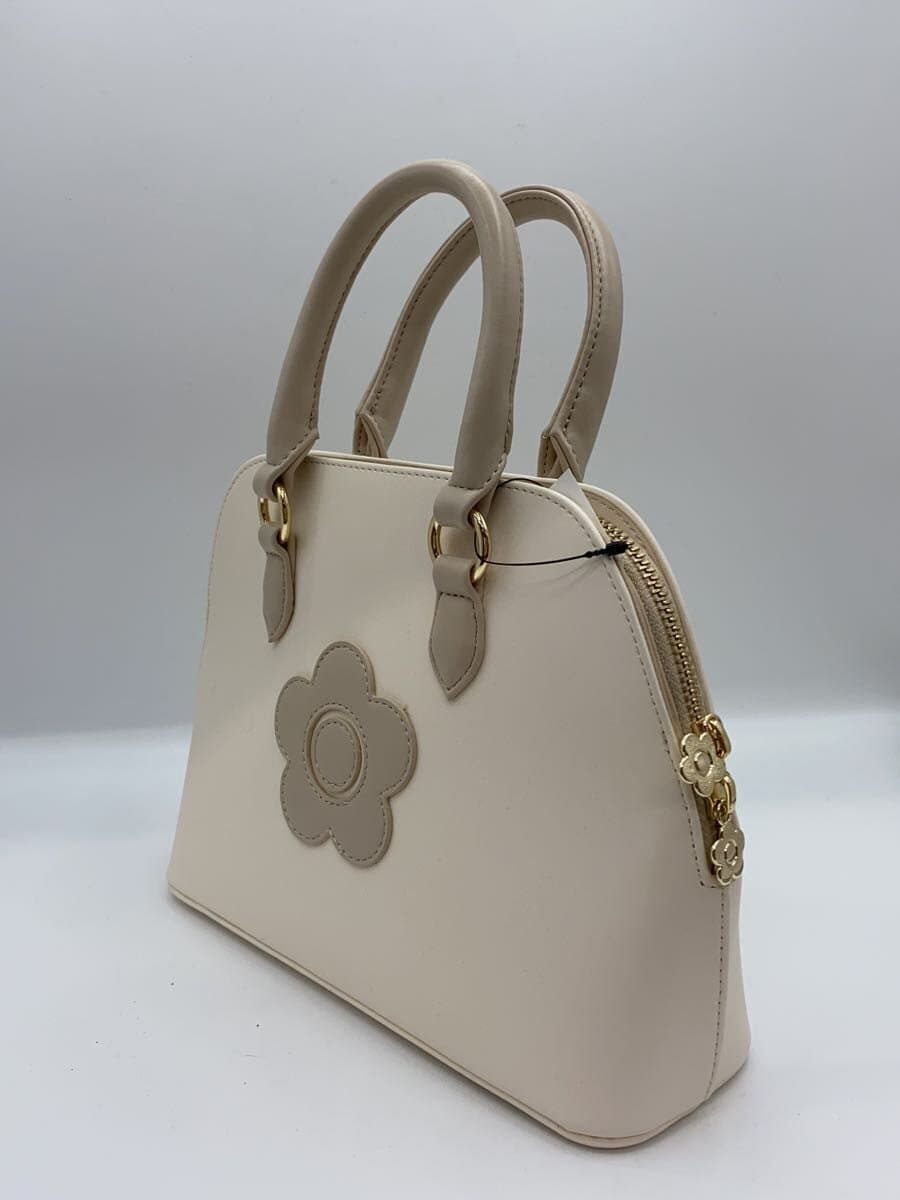 MARY QUANT Round Shape Tote Bag BEG Solid Color 2