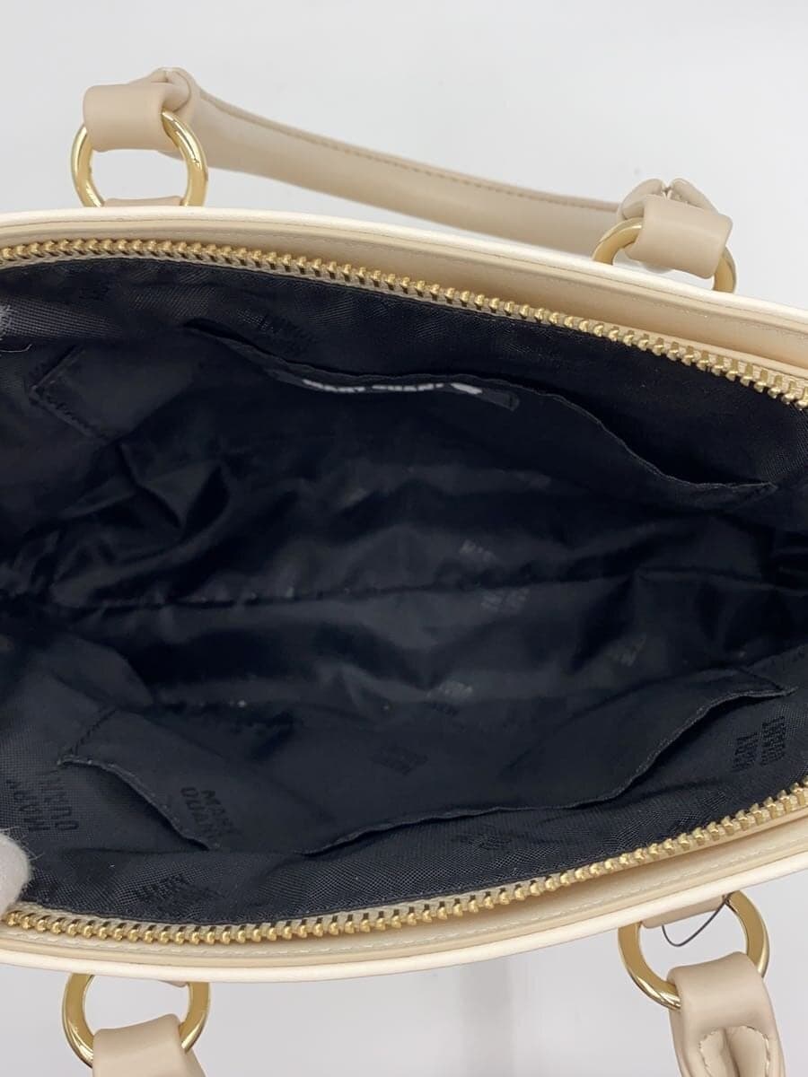 MARY QUANT Round Shape Tote Bag BEG Solid Color 6