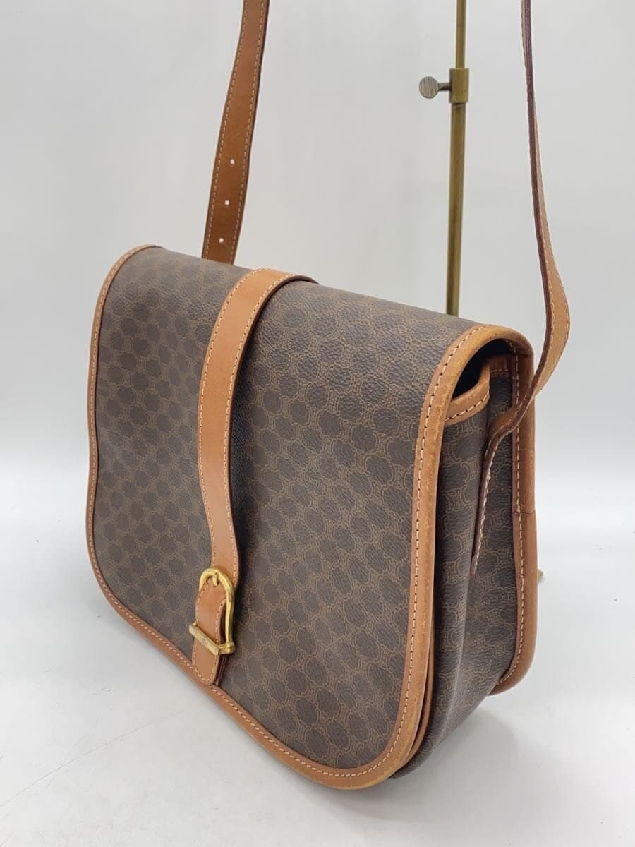 CELINE Macadam Pattern Belt Shoulder Bag Shoulder Bag Leather BRW 2