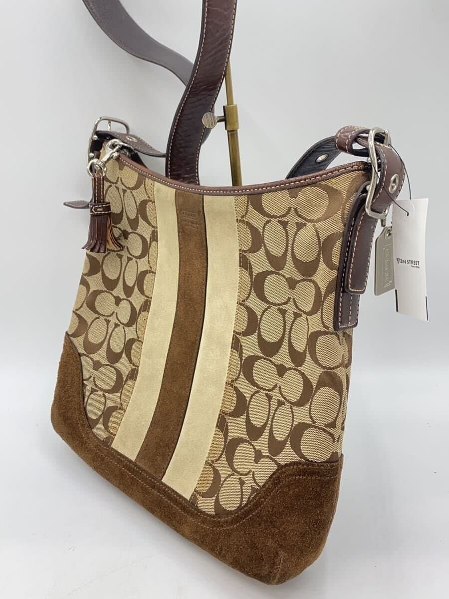 COACH Shoulder Bag Canvas BRW All Over Pattern E04Q-6878 2