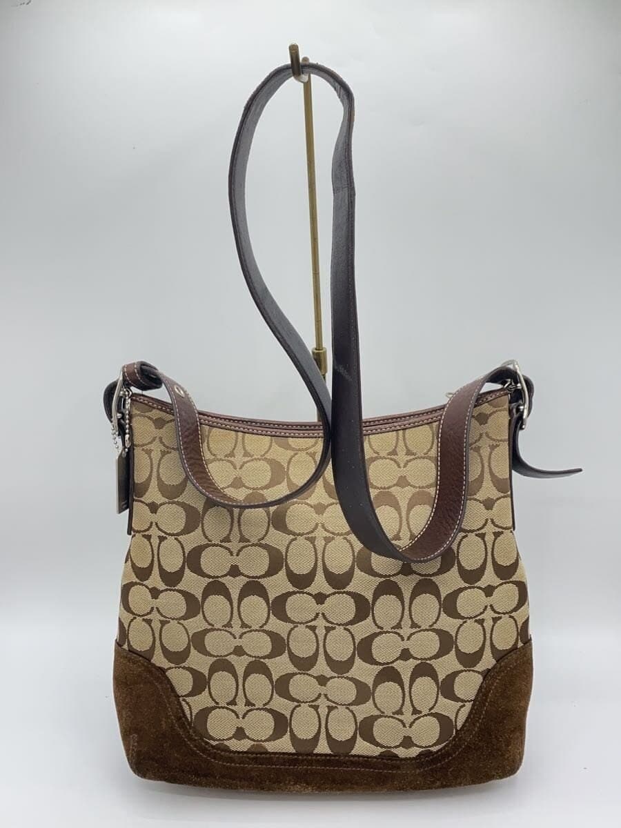 COACH Shoulder Bag Canvas BRW All Over Pattern E04Q-6878 3